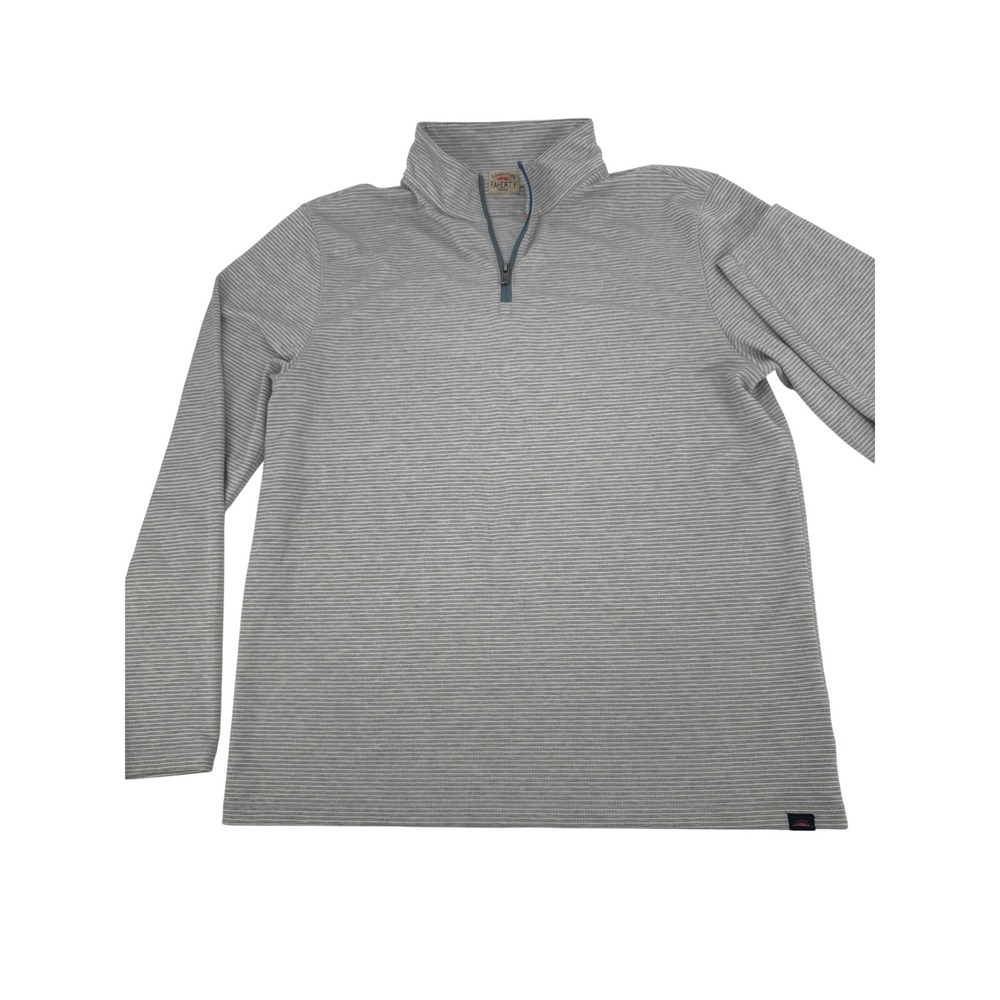 Faherty Quarter Zip Pullover Mens Large Grey Striped Repreve Stretch MKS2330-MGF